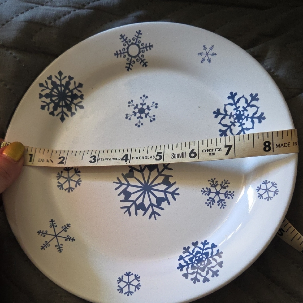 St. Nicholas Square Blue and White  Display Plate Candel. Snow Days